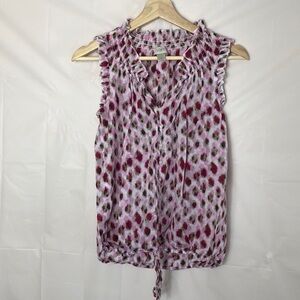 Loft Sleeveless Button Up String Tie Blouse Small